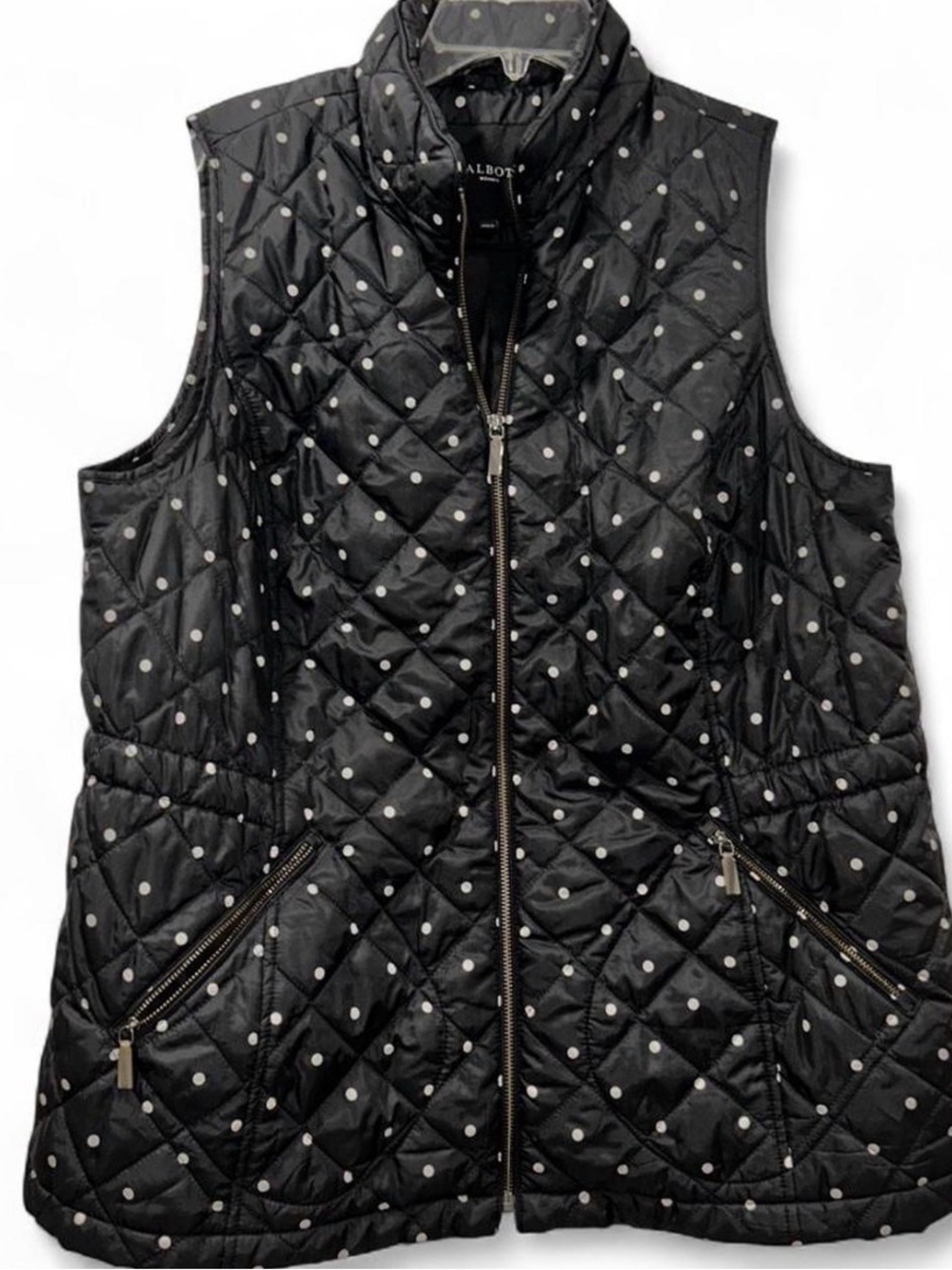 Talbots Black Quilted Vest with White Polka Dots Women’s 1X
